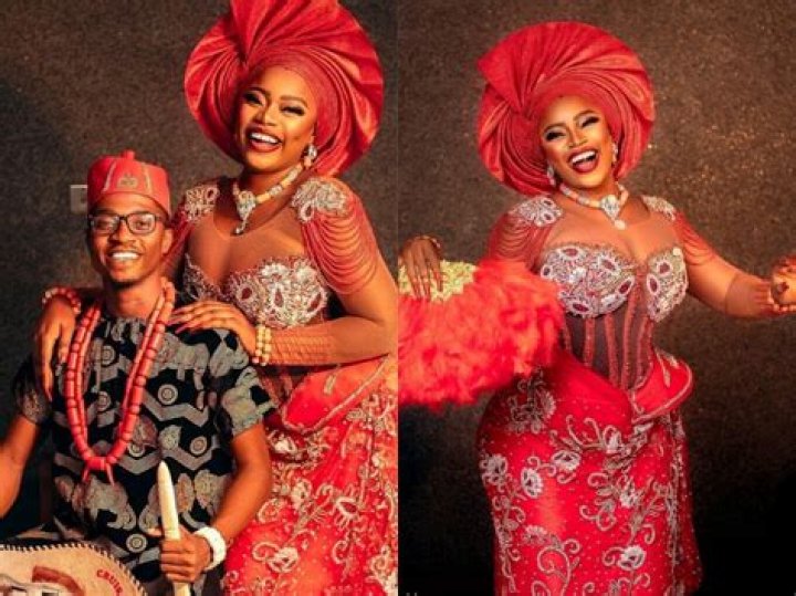 
‘Congratulations to my husband and I’ – Comedian Ashmusy gushes as she splashes wedding photos 
